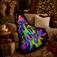 thumbnail image 3 of Surreal Neon Glow Art, Dramatic Fantasy Scene, Warm Flannel Blanket for Sunroom and Reading Nook, Garden Lovers Housewarming Gift, Fantasy Home Decor, 3 of 9