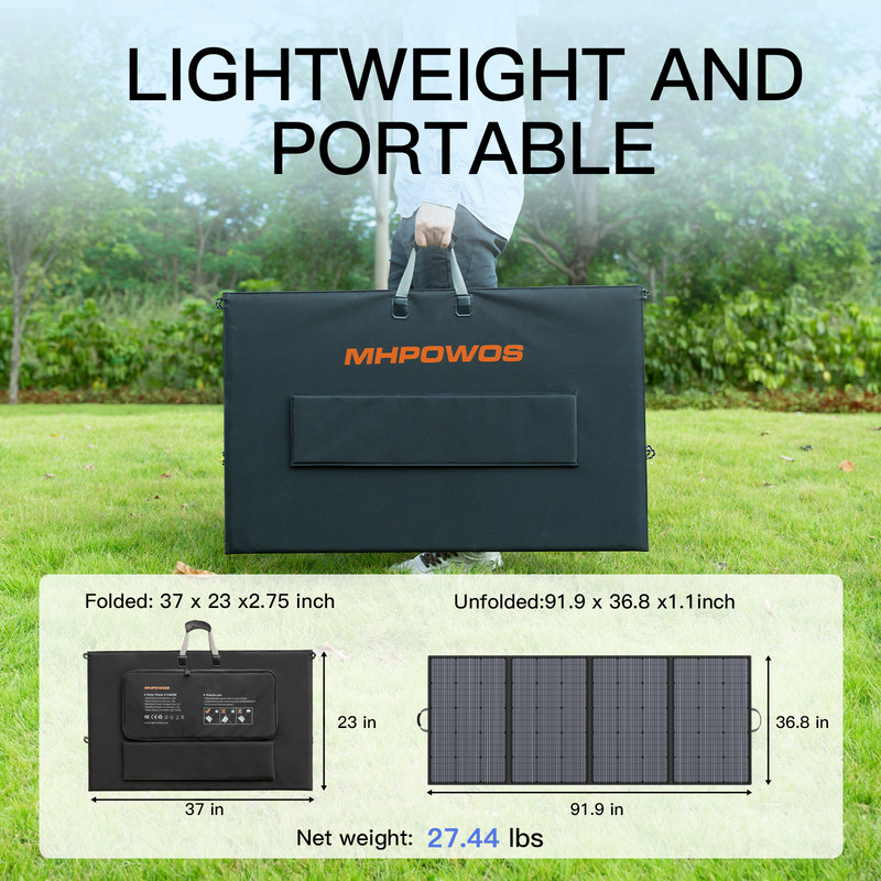 MHPOWOS 400W 31V Solar Panel Kit, Portable Foldable Solar Charger IP67 Waterproof with Adjustable Kickstand for Outdoor Camping, Boat, RV, Power Station, Emergency