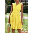 thumbnail image 3 of PRETTYGARDEN Women's Summer Dresses Sleeveless V Neck Eyelet Hollow Out Swing A Line Beach Vacation Sun Dress, 3 of 10