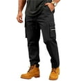 thumbnail image 2 of Men's Cargo Pants Loose Fit Casual Joggers with Multiple Pockets Summer Streetwear Black Pant, 2 of 8