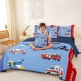 thumbnail image 3 of Castle Fairy Cartoon Car Bedding Comforter Set 7-Piece for Teens,Police Car Fire Truck King Bedding Sets for Bedroom,Navy Blue Reversible, 3 of 7