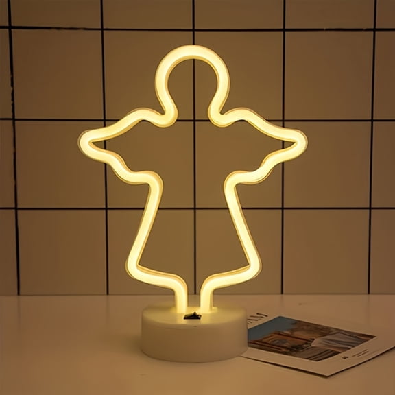 UPONRAY Angel Neon Signs, 8.07"*11.02" Dimmable & USB-Powered LED Neon Light, Stylish Wall Decor as gifts for Valentine's Day, Birthday, Family, Lover, Children