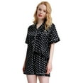 thumbnail image 3 of Tony & Candice Women's Classic Short Sleeve Satin Pajama Set Adult Sleepwear (XL,Black with White Polka Dots), 3 of 4