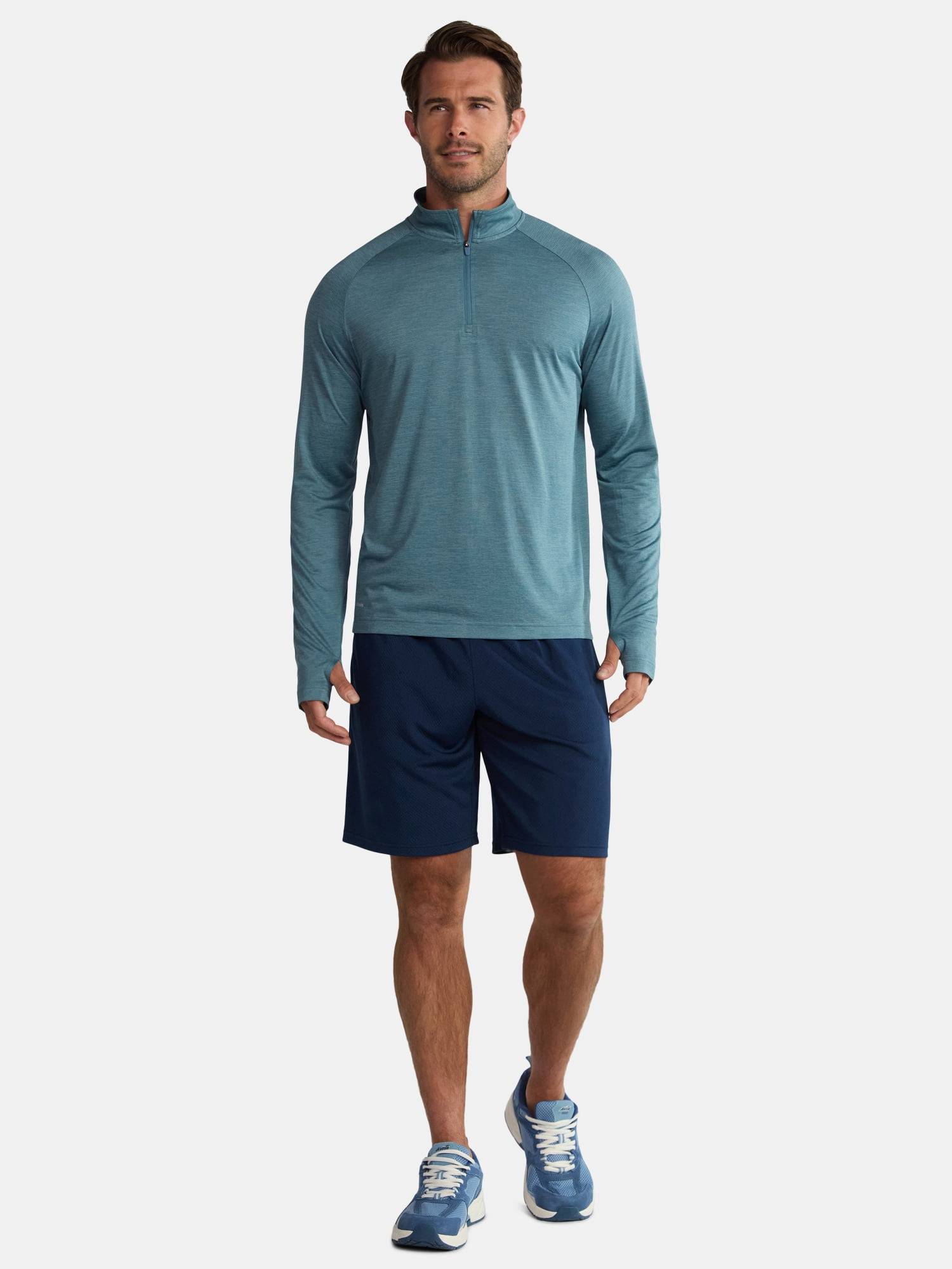Athletic Works Men's & Big Men's Space Dye Jersey Quarter Zip Long Sleeve Shirt, Sizes S-3XL