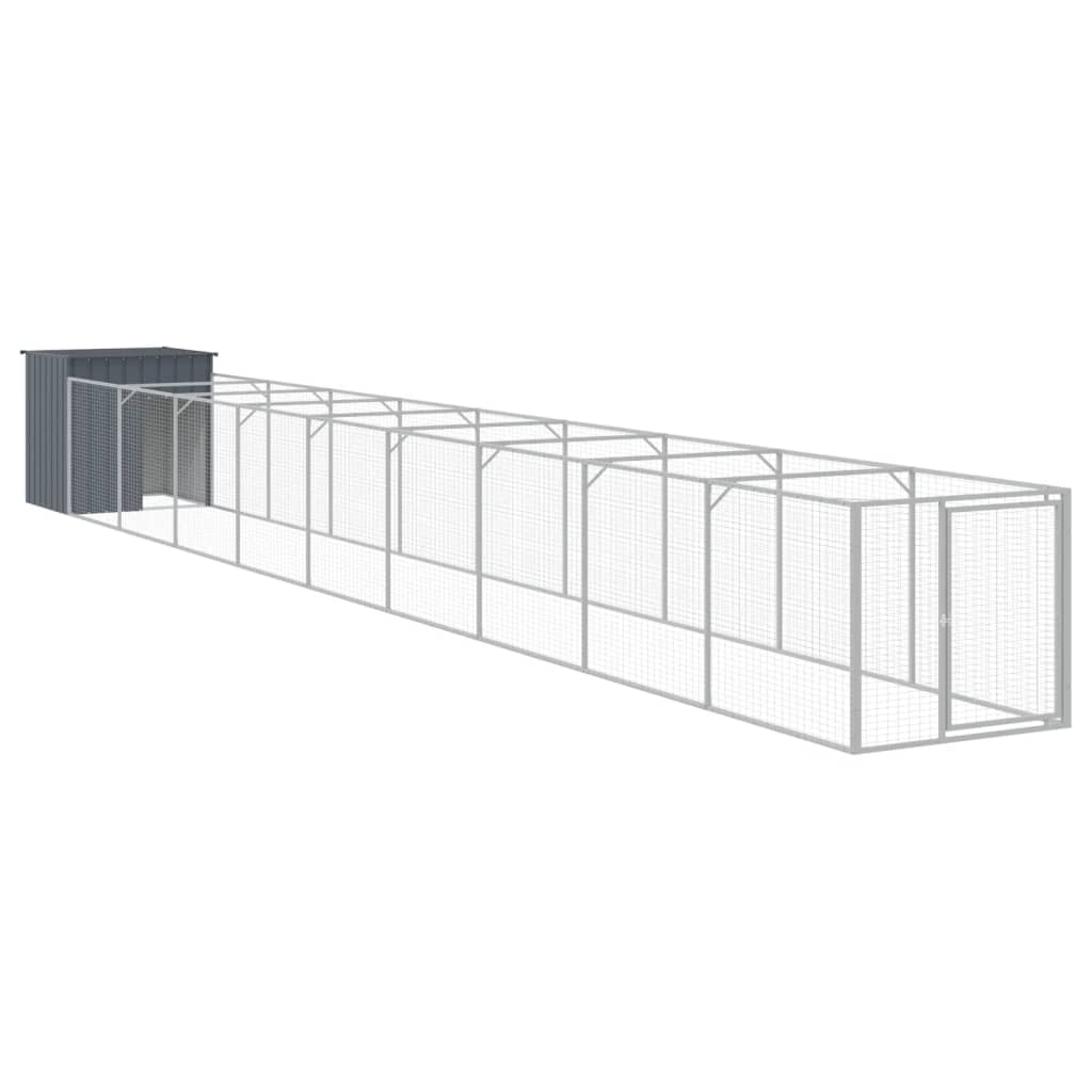 vidaXL Dog House with Run Outdoor Dog Kennel Cage Shelter Galvanized Steel
