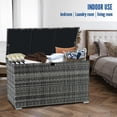 thumbnail image 3 of FHFO Rattan Wicker Deck Box, 120 Gallon Outdoor Patio Storage Box Waterproof, Outside Storage Bin for Patio Furniture Covers, Cushion Pillows, Towels, Garden Tools, Toys, Grey, 3 of 7