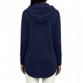 thumbnail image 6 of Women's Loose Fit Hooded Drawstring Long Sleeve Pocket Solid Color Top Blouse Casual Comfortable Cozy Fashion Trendy Outfits Daily | CSEONE,Navy S, 6 of 7