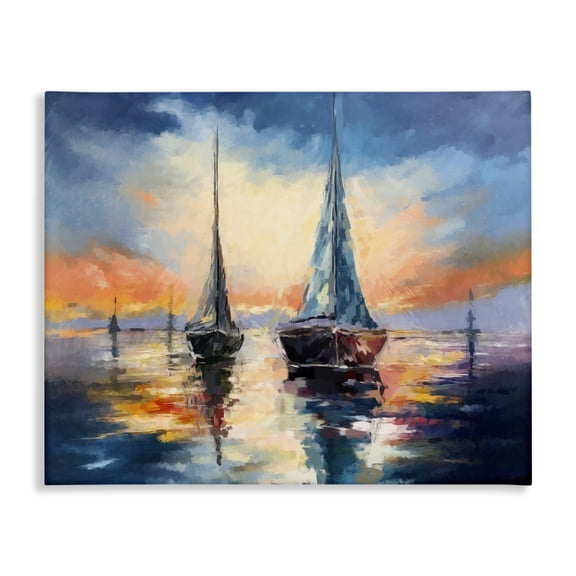 Stupell Industries Coastal Sailboats and Ocean Sunset Canvas Art, 30 x 24, by Ziwei Li