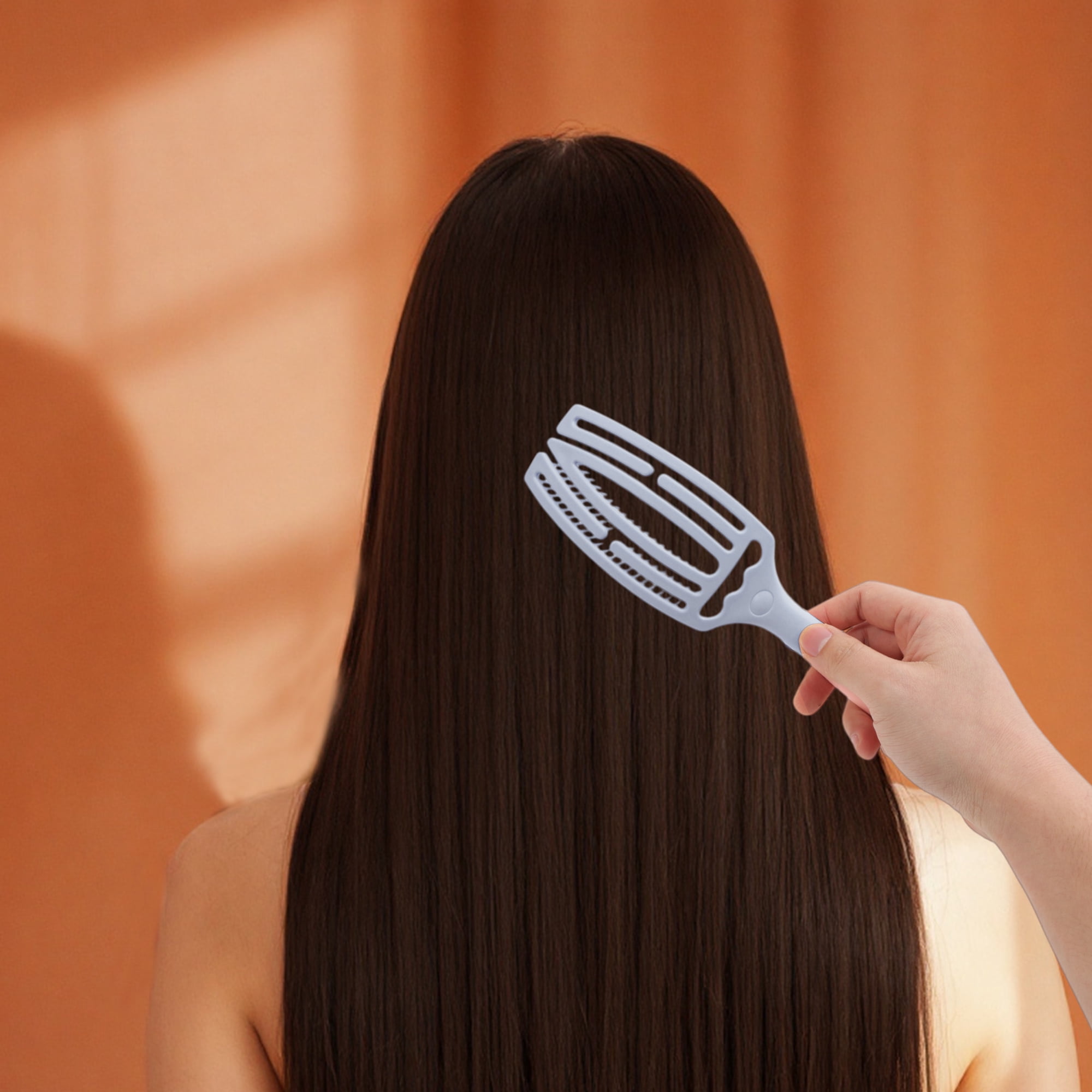 Unique Bargains 1 Pc Portable Hollow Comb Hair Brush for All Hair Types Purple