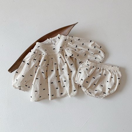 

DancePeanut Newborn Baby Girl Clothes Set Korean Spring Autumn Dot Long Sleeve Baby Romper Triangle Shorts Sweet Bow Print Cute Baby Clothes