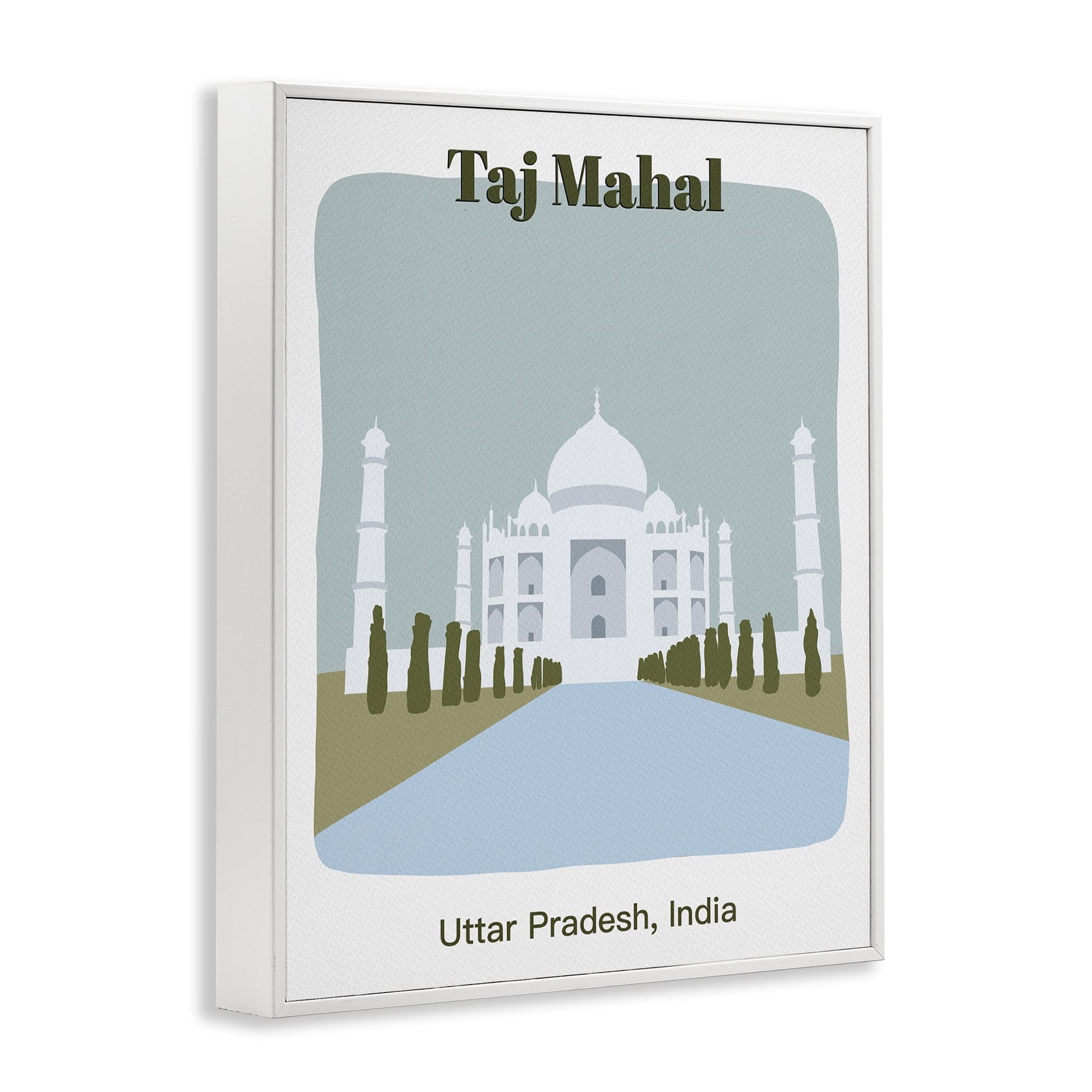 Stupell Industries Taj Mahal Architecture Town & City Painting White Framed Art Print Wall Art, 11 x 14