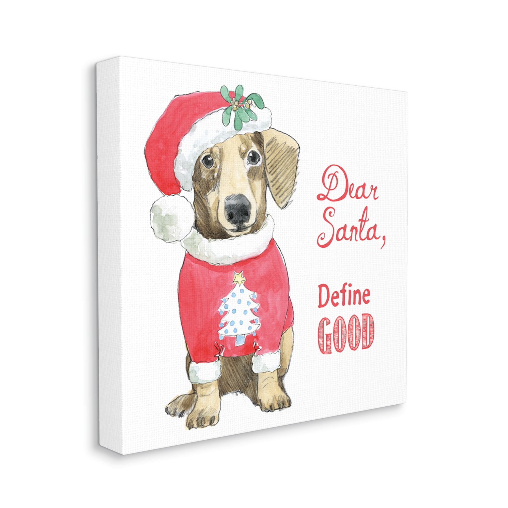 Dear Santa Define Good Humorous Dog Christmas Outfit Animals & Insects Graphic Art Gallery-Wrapped Canvas Print Wall Art