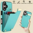 thumbnail image 7 of Mantto for iPhone 16 Plus Back Wallet Case with Card Holder, Magnetic Clasp 3 Card Slots RFID Blocking Premium PU Leather Shockproof Anti-Scratch Wallet Phone Case for iPhone 16 Plus, Mint, 7 of 7