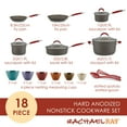thumbnail image 2 of Rachael Ray 18 Piece Cucina Nonstick Pots and Pans and Prep Bowl Set, Gray with Red Handles, 2 of 11