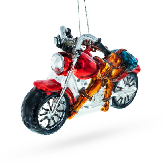 Rugged Hunter's Motorcycle Glass Christmas Ornament