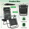 thumbnail image 5 of Zero Gravity Chair Folding Lounge Chair Lawn Chairs Outdoor Portable Reclining Chairs with Head Pillow & Side Table Cup Holder for Patio, Poolside,Beach, 250lbs Capacity （Black）, 5 of 8