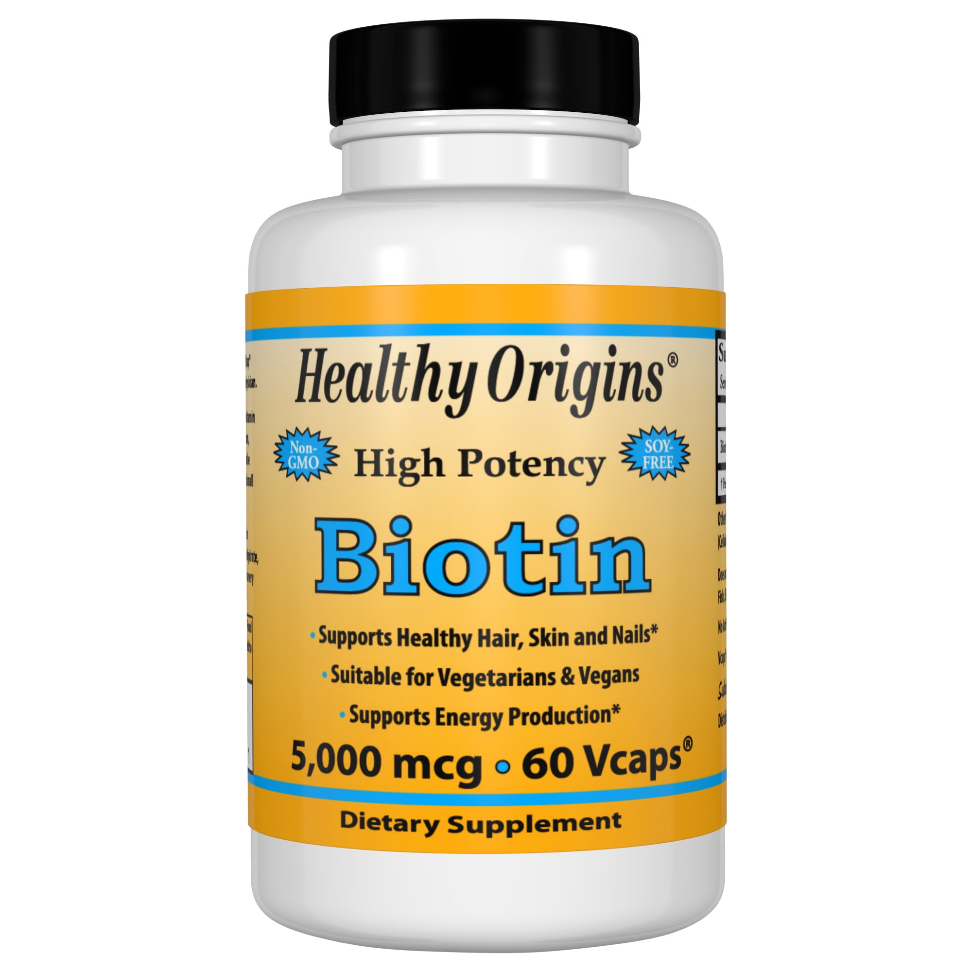 Healthy Origins Biotin 5,000 mcg (USP Grade DBiotin), 60 Vcaps