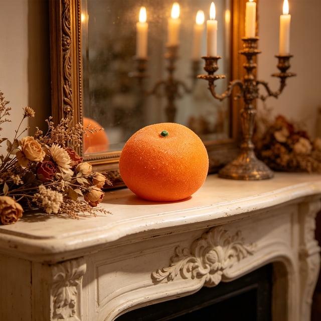 Artificial Orange Fake Fruit Decor Set, 1 Orange, Plastic Realistic Simulation Fruit for Kitchen Table Centerpiece, Party Display, Photography Prop