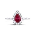 thumbnail image 2 of Diamond Princess 10kt White Gold Womens Pear Lab-Created Ruby Solitaire Diamond Frame Ring 1-1/5 Cttw, 2 of 4