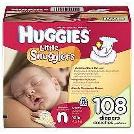 Huggies Little Snugglers Diapers, Newborn (Up to 10 lbs.), 108 ct