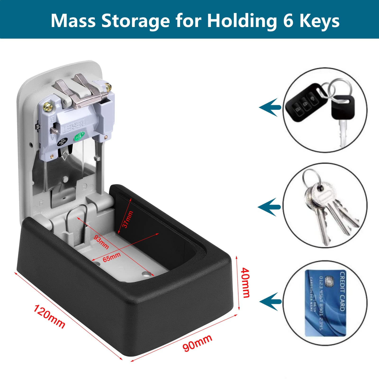 Aluminum Alloy Key Safe: Weatherproof Wall Mount Key Lock Box For Outdoor & Indoor Use, Customizable Secure Combination, Spacious Storage, Heavy Duty, Easy Installation, Suitable