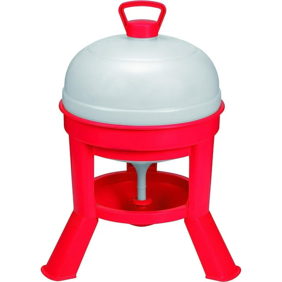 Bilot Plastic Dome Waterer (5 Gal) Heavy Duty Plastic Gravity Fed Poultry Feed Container Tank for Chickens and s or Other s with 3 Legs (Red) (Item No. DOMEWTR5)