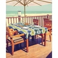 thumbnail image 2 of Fsddascl Navy Blue Green Outdoor Tablecloth - 60x84 Inch Rectangle Dining Table Cover, Abstract Art Geometric Waterproof Outdoor Table Cloth with Umbrella Hole & Zipper for Picnic/Patio/Party, 2 of 7