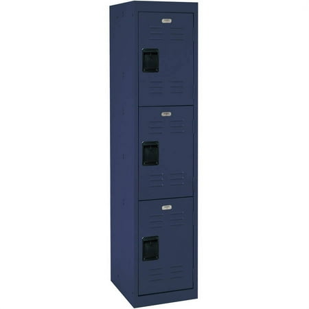 Sandusky 3-Tier Welded Steel Storage Locker, 66"H, Navy Blue