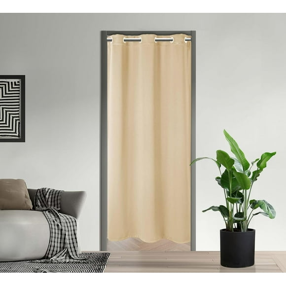 AIR-Blackout Door Curtains,Thermal Insulated Room Darkening PRICACY Doorway Curtain Window Treatment,Room Divider Curtain Closet Curtain for Front Door/Sliding Door/Closet/Patio(Beige, W34XL80)