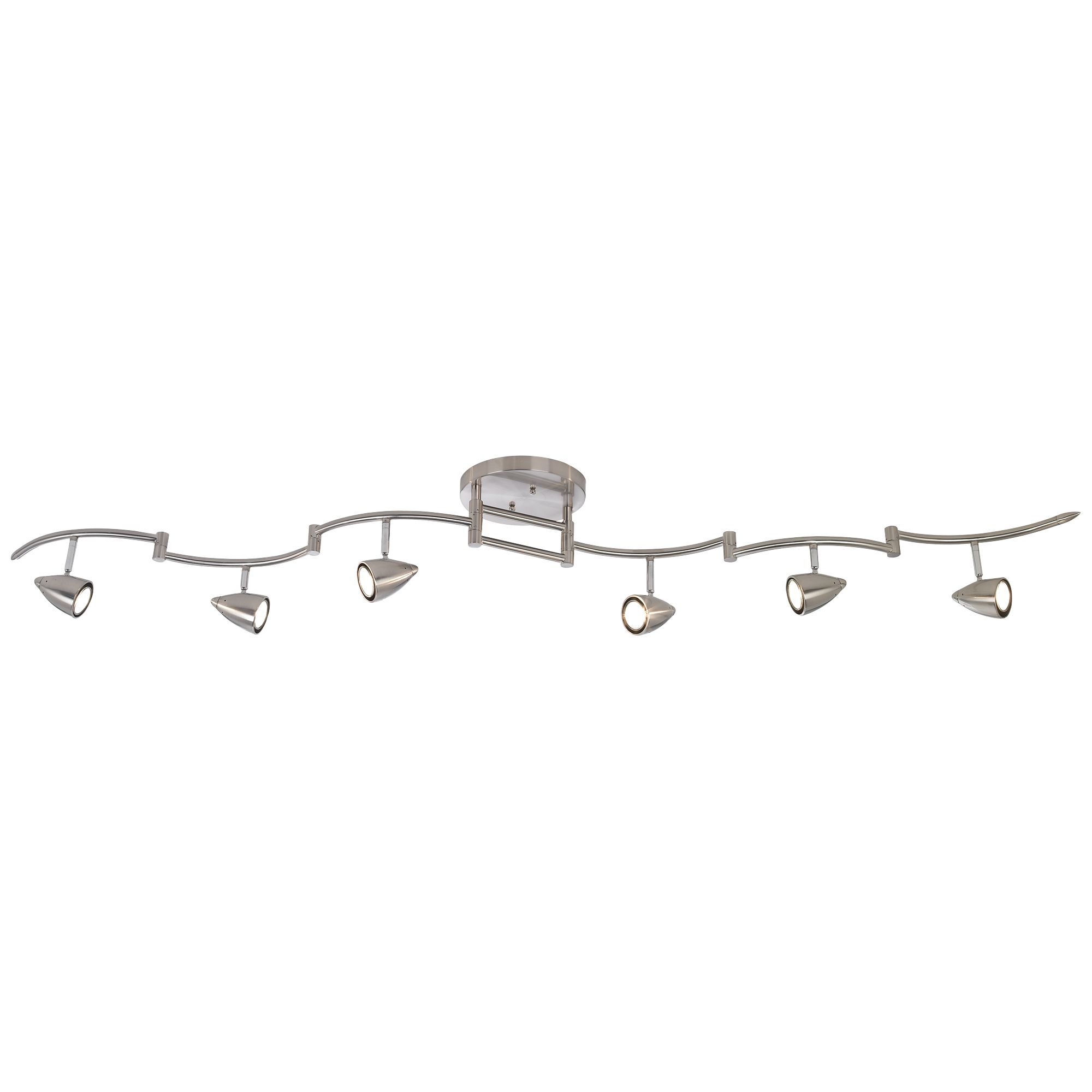 Pro Track Heavy Duty Axel 6-Head LED Ceiling Track Light Fixture Kit Swing Arm Brushed Nickel Finish Metal Modern Kitchen 72" Wide