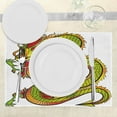 thumbnail image 3 of Ambesonne Dragon Place Mats Set of 4, Retro Folk Myth, Standard Size, Lime Green Marigold Red, 3 of 6