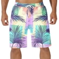 thumbnail image 2 of HAOTAGS Men’s Hawaiian Print Swim Shorts, Quick-Dry Drawstring Waist Beach Shorts 4-Way Stretch Bathing Suit Purple Size 3XL, 2 of 5
