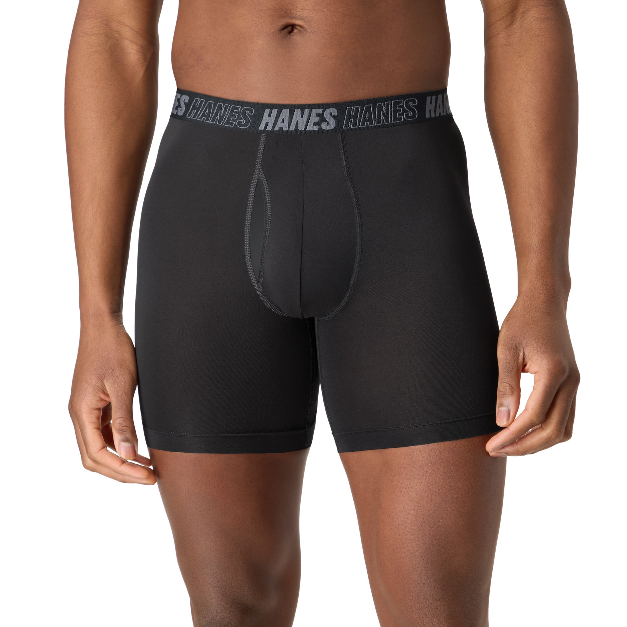 Hanes Mens Underwear Boxer Brief, 3-Pack, Moves Anti-Chafe Boxer Brief with Total Support Pouch