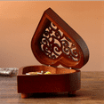 thumbnail image 5 of F-Heart Shape Vintage Wood Carved Mechanism Musical Box Wind Up Music Box, Christmas/Birthday/Valentine's Day, 5 of 7