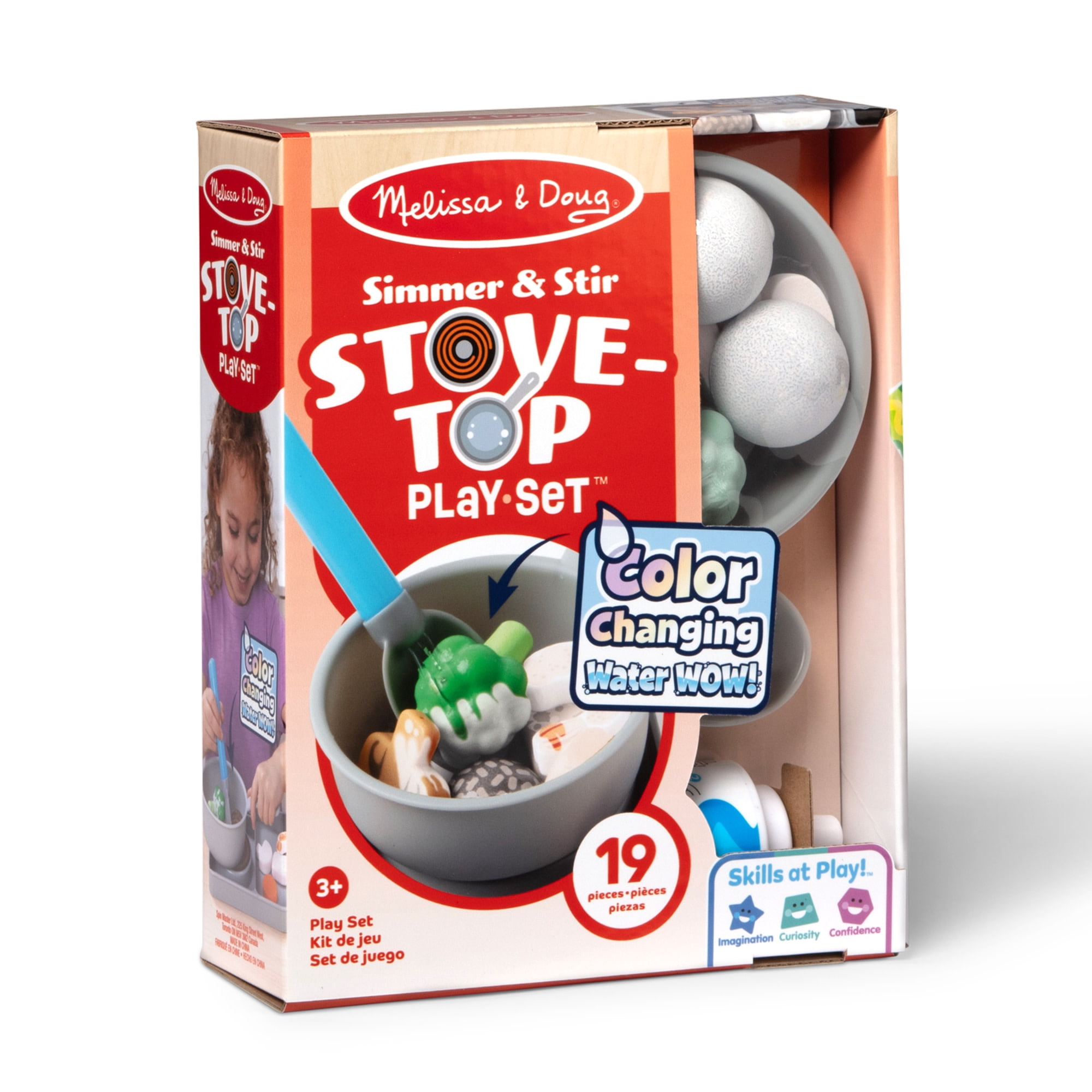 Melissa & Doug Simmer & Stir Stovetop Play Set with Water WOW!® Color Changing Play Food Preschool Toy Ages 3+