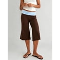 thumbnail image 5 of LMLYSoH Women's Capri Pants Fold Over Waistband Low Rise Contrast Color Wide Leg Cropped Lounge Trousers, 5 of 8