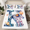 thumbnail image 2 of Homewish Letter K Monogrammed Bed Sheets,Cartoon Astronaut King Sheets,Watercolor Ink Painting Sheet Set For Kids,Microfiber Room Decorative,4pcs, 2 of 7