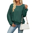 thumbnail image 2 of Bxsruta Womens Long Sleeve Tops Crew Neck Lace Patchwork Loose Casual Pullover Blouses, 2 of 8