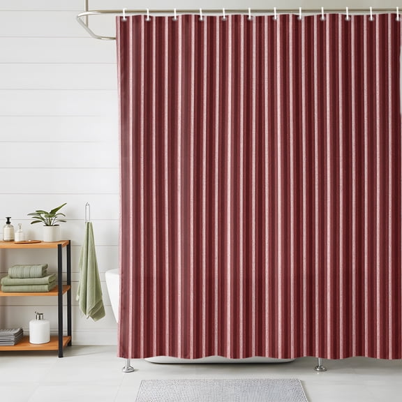 Shower Curtains for Bathroom, Abstract Red, Waterproof Fabric Shower Curtain, Contemporary Minimalist Gradual Lines Decorative Bathroom Curtain for Bathtub, 72"x84", No Hooks Included