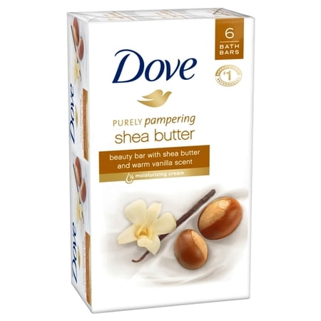 Dove Purely Pampering Beauty Bar Shea Butter 4 oz, 6 Bar (Pack of 4)