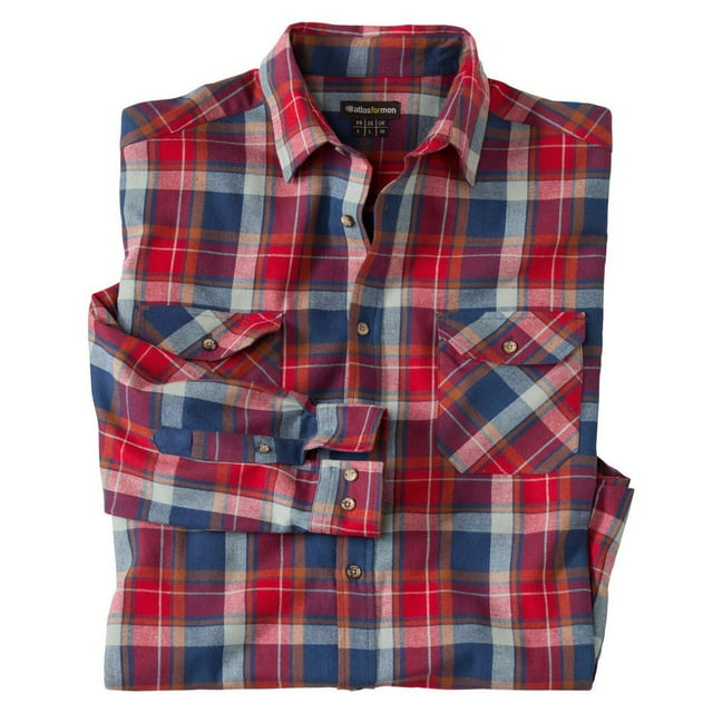 Atlas For Men Chemise en Flanelle à Carreaux pour Hommes