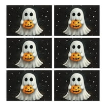 Table Mats 6 Pack Cute Ghost Evil Pumpkin Halloween Place Mats Durable No Slip Table Mats for Wedding Restaurant & Camping 12x18in Seasonal Fall Holiday Dining Table Mats