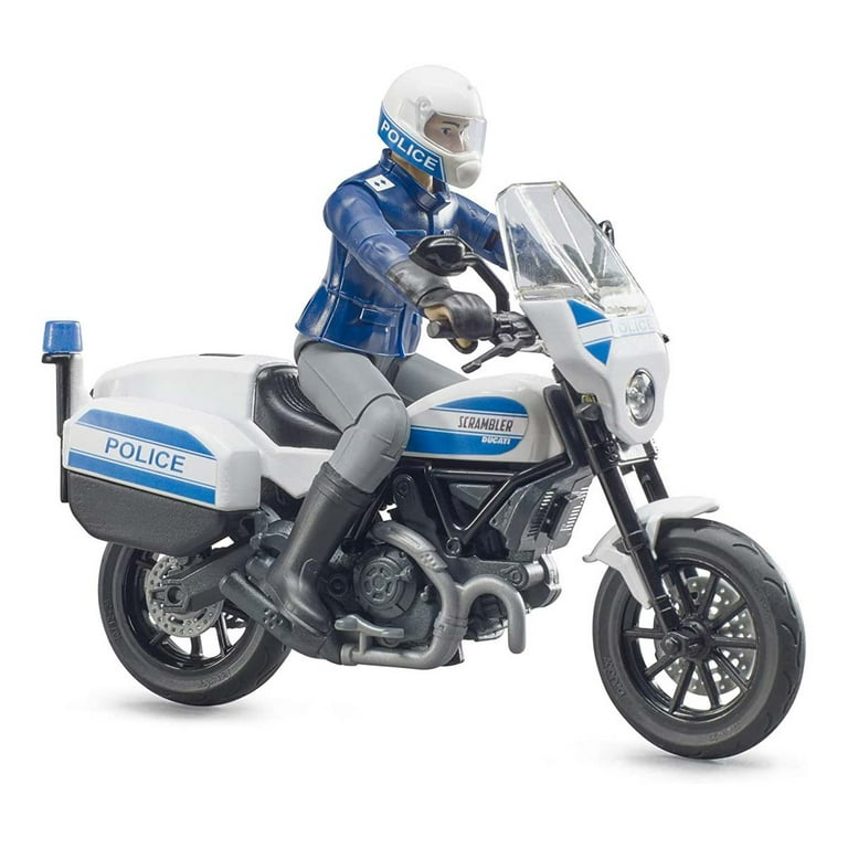Bruder Bworld Scrambler Ducati Police Motorbike and Policeman