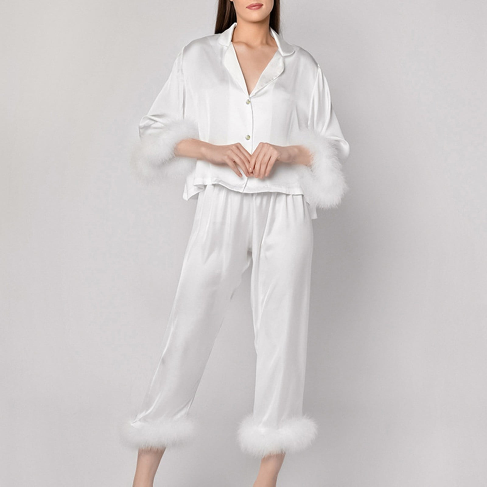 Silk pajama set with feathers new arrivals