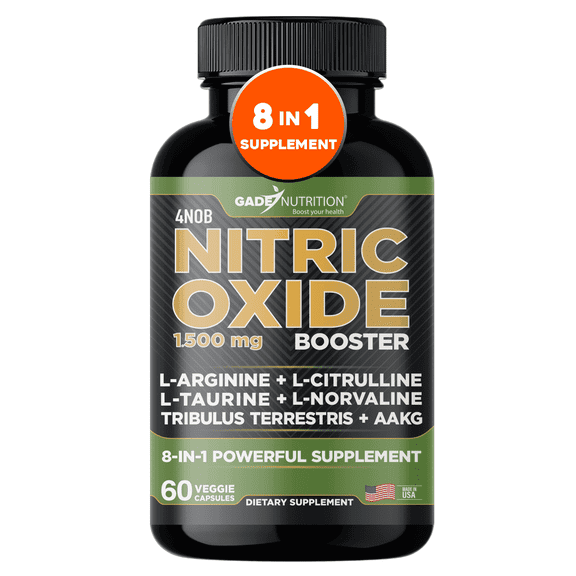 Gade Nutrition Nitric Oxide Booster - L-Arginine, L-Citrulline, L-Taurine, L-Norvaline. Essential Amino Acids.