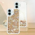 thumbnail image 6 of KOMI Compatible with iPhone 16 Plus 2024 Glitter Case Clear Flowing Liquid Quicksand Case Girly Women Sparkly Bling Soft TPU Protective Bumper Case for iPhone 16 Plus 6.7 inch. YBL Love Gold, 6 of 6