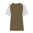 thumbnail image 4 of Delayuji Women's Round Neck Patchwork Striped Color Block Loose Casual Short Sleeved T Shirt Brown Xxl Polyester,Spandex Short Sleeve Shirts for Women, 4 of 4