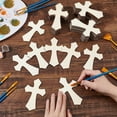 thumbnail image 3 of 60 Pcs Lemon Chiffon Unfinished Wooden Crosses Blank Wooden Framed Cross Antique Shaped Bulk Cross Ornaments Sunday School Crafts DIY Home Wall Decor 2mm Thick Blank Wood Crosses for DIY, 3 of 9