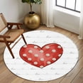 thumbnail image 2 of Round Rug 5Ft Washable Non-Slip, Valentine's Day Circle Area Rugs for Living Room Bedroom, Red Love Polka Dots Lines Minimalist Indoor Floor Mats Carpet Runner for Home Decor Aesthetic, 2 of 8