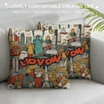 thumbnail image 3 of Heduofu New York Decorative Throw Pillow Cover Case,Cartoon Doodles Inscription Cotton Linen Outdoor Pillow Cases Square Standard Cushion Covers for Sofa Couch Bed White, 3 of 5